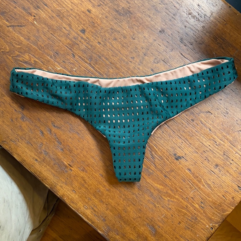 Acacia Forest Green + Nude mesh bottom- S